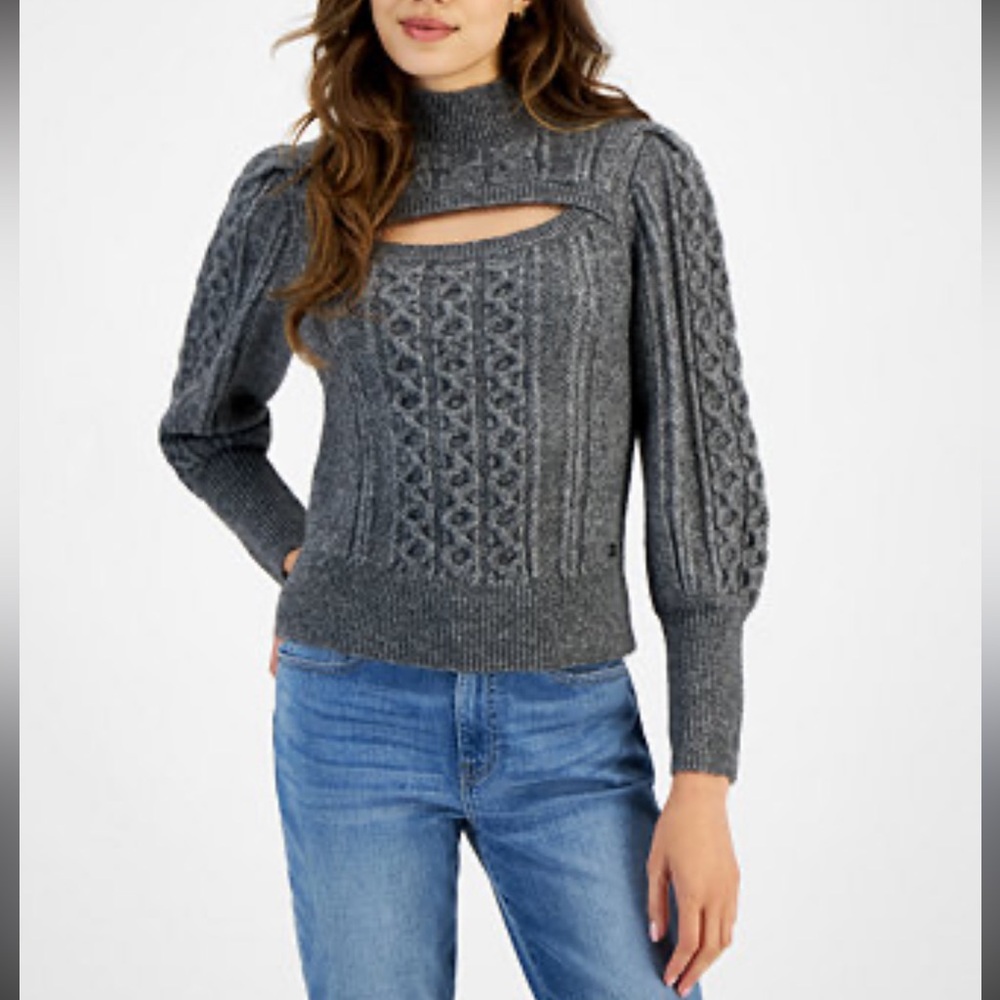 NWT Tommy Hilfiger Women's Cable-Knit Keyhole Mock-Neck Sweater size Medium